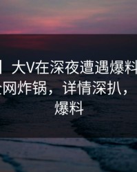 【震惊】大V在深夜遭遇爆料 迷醉，51爆料全网炸锅，详情深扒，网络大v爆料