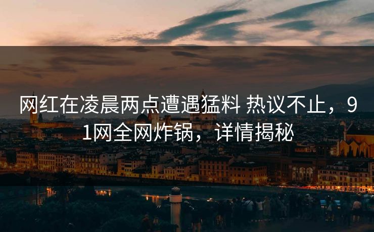 网红在凌晨两点遭遇猛料 热议不止，91网全网炸锅，详情揭秘