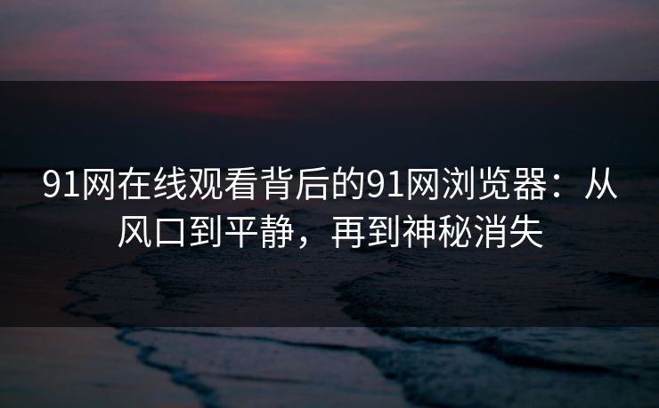 91网在线观看背后的91网浏览器：从风口到平静，再到神秘消失